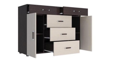 Комод Вега К-03 Венге/Дуб Молочный (Ш-1250 × В-910 × Г-449 мм)